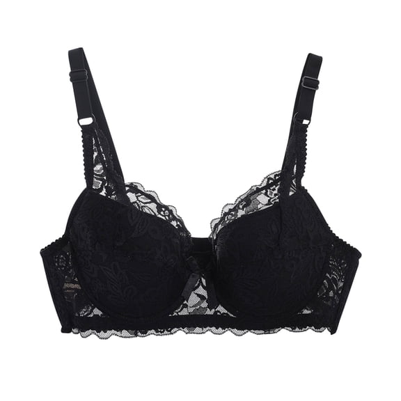 Women's Plus Size Lace Bra Push-Up Support Wireless Bras Minimizer Plunge Seamless Bra