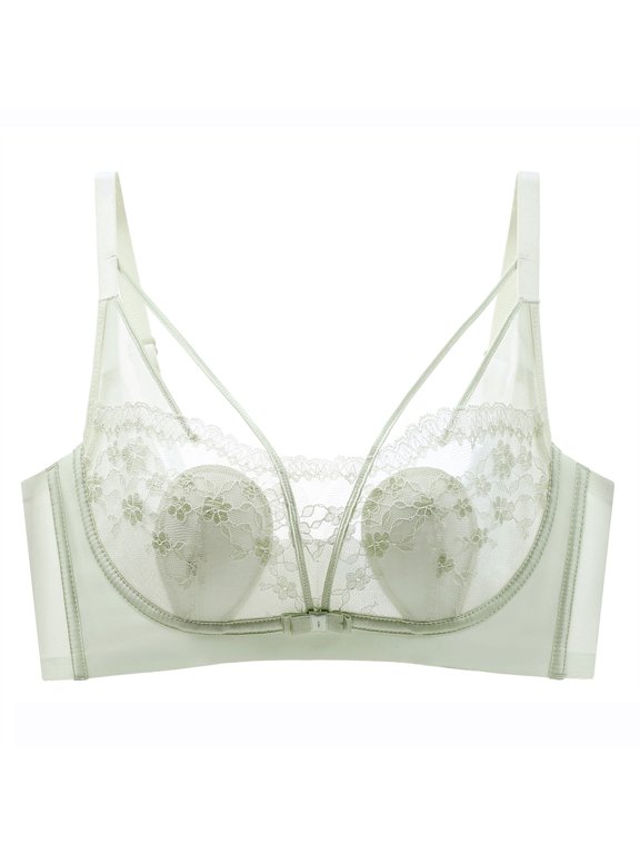 Women’s Plus Size Lace Bralette Unpadded Underwire Sexy Racerback Lace Bra | B to D Cups