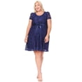 thumbnail image 1 of Women's Plus Size Lace Short Sleeve Party Midi Dress, 1 of 6