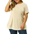 thumbnail image 1 of Women's Plus Size Lace Short Sleeve Swing Mesh Peplum Top, 1 of 8