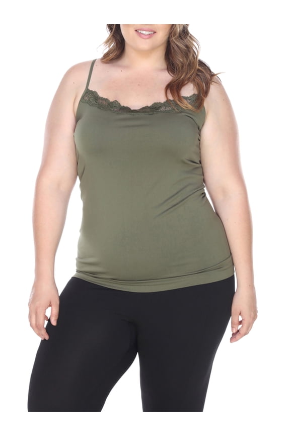 Women's Plus Size Lace Trim Tank Top