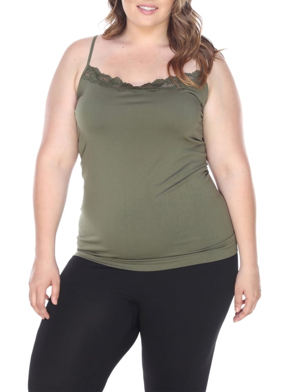 Women's Plus Size Lace Trim Tank Top