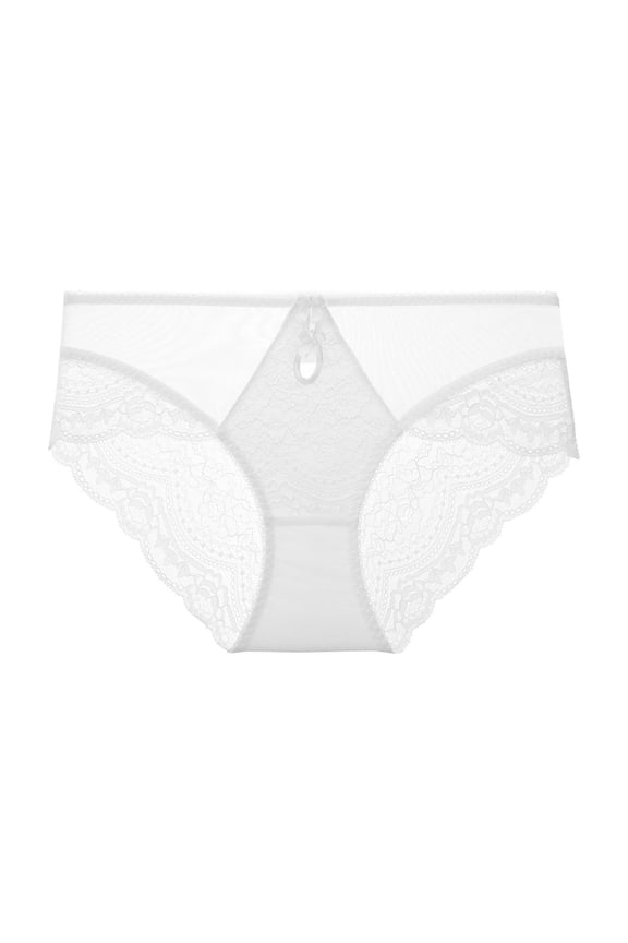 Women's Plus Size Lace Underwear, Soft Stretchy Breathable Fabric, No Show Seamless Hipster Bikini Elastic Waistband Curvy Comfort Panties S-2XL