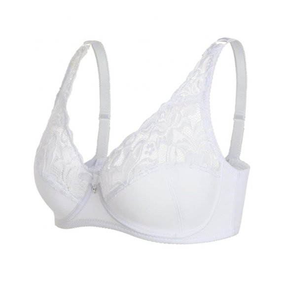 Women's Plus Size Lace Unlined Underwire Bra with Added Support
