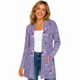 thumbnail image 1 of Women's Plus Size Lavender Floral Cardigan, Long Sleeve Open Front Tunic with Pockets, 1 of 8