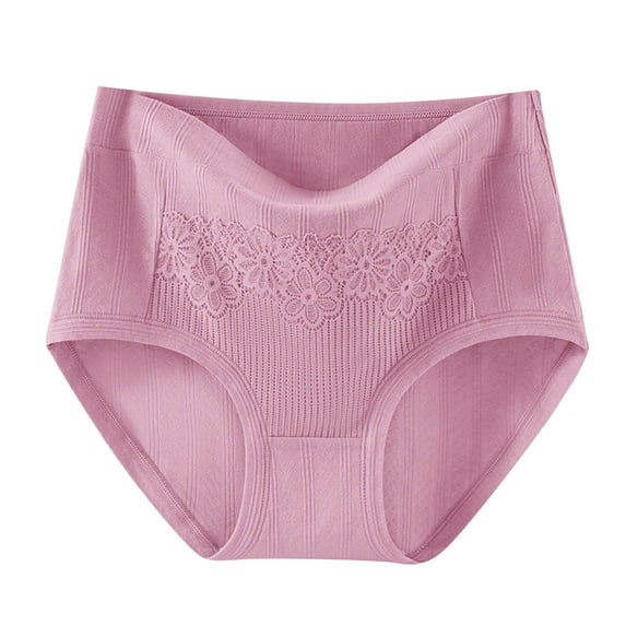 Women's Plus Size Leak-Proof Underwear High Waist Cotton Briefs Tummy Control Full Coverage Lace Trim Breathable Comfort Daily Wear