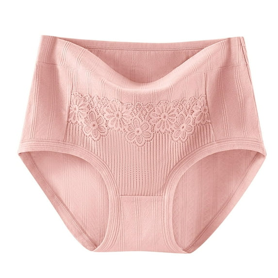 Women's Plus Size Leak-Proof Underwear High Waist Cotton Briefs Tummy Control Full Coverage Lace Trim Breathable Comfort Daily Wear