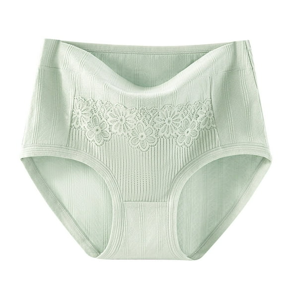 Women's Plus Size Leak-Proof Underwear High Waist Cotton Briefs Tummy Control Full Coverage Lace Trim Breathable Comfort Daily Wear