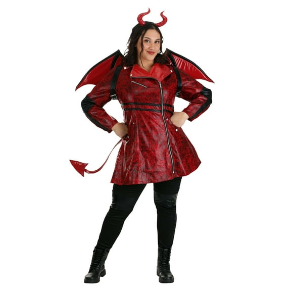 Women's Plus Size Leather Devil Costume