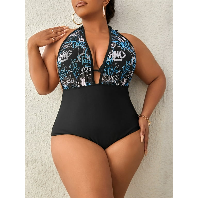 Plus size graphic swimsuit on sale