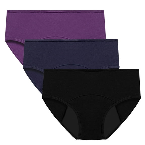 Women's Plus Size Lifting Panties Comfy Cotton Breathable Everyday Panties Menstrual Leak Proof Underpants 3 Pack