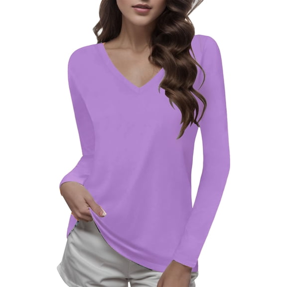 Women's Plus Size Lightweight Base Layer Top Long Sleeve Comfortable Stretchy Breathable Soft Casual Shirt for Everyday Wear