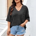 thumbnail image 1 of Women's Plus Size Lightweight Cardigan, V Neck Short Sleeve Solid Color Knit Shirt, Versatile Summer Cover Up for Office or Lounge, Black - XL, 1 of 5