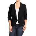 thumbnail image 1 of Women's Plus Size Lightweight Draped Neck Open Front Solid Blazer Jacket, 1 of 3