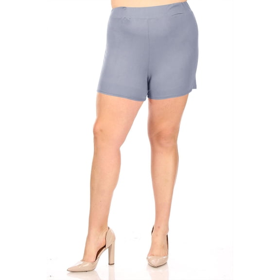 Women's Plus Size Lightweight Elastic High Waist Basic Solid Pants Shorts