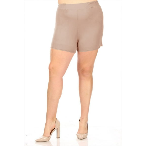 Women's Plus Size Lightweight Elastic High Waist Basic Solid Pants Shorts