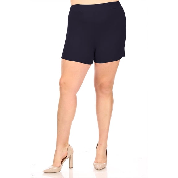 Women's Plus Size Lightweight Elastic High Waist Basic Solid Pants Shorts