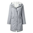 thumbnail image 1 of Women's Plus Size Lightweight Jacket Fleece Lined Hooded Raincoat Windproof Outdoor Wear, 1 of 3
