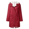 thumbnail image 1 of Women's Plus Size Lightweight Jacket Fleece Lined Hooded Raincoat Windproof Outdoor Wear, 1 of 3