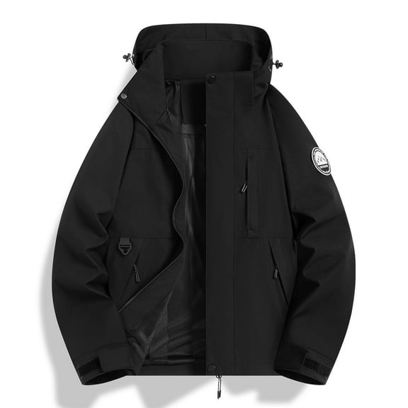 Women's Plus Size Lightweight Rain Jacket Waterproof Windbreaker Jacket with Detachable Hood with Zippered Pockets for Hiking Travel