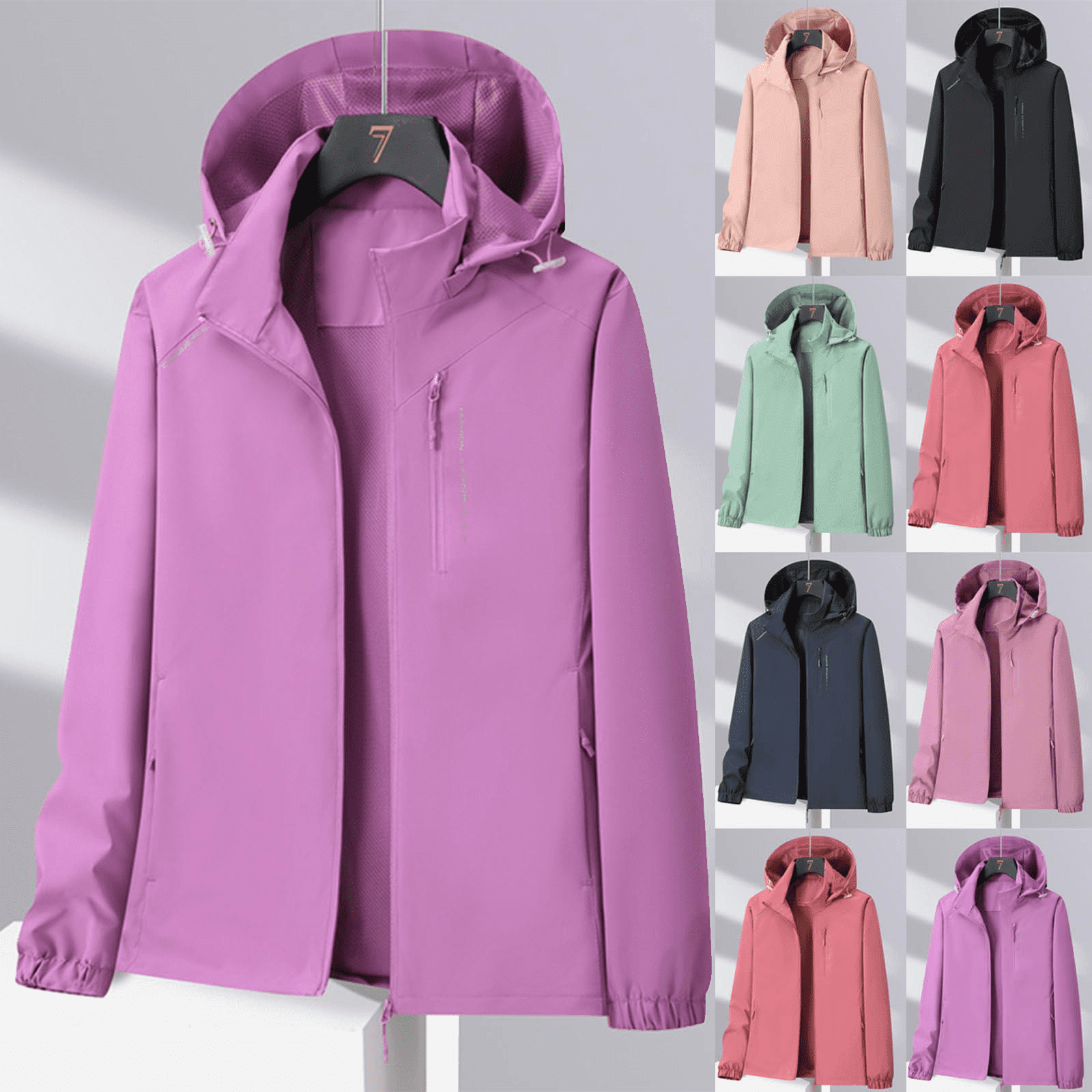 Women's Plus Size Lightweight Waterproof Windbreaker Jacket with ...