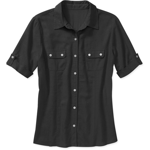 Women's PlusSize Linen Camp Shirt