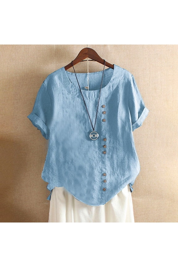 Women's Plus Size Linen Casual Loose Tunic Top Breathable & Comfortable Boho Blouse Stretchy Shirts for Women Women T Shirt Long Sleeve Lose Women Shirts Fashion Shirt Women Plain Workout Shirts Women