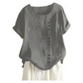 thumbnail image 1 of Women's Plus Size Linen Tunic Top Casual Boho Blouse Loose Fit Breathable Comfortable Summer T-Shirt, 1 of 2