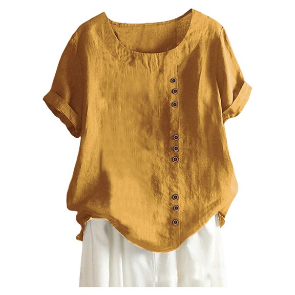 Women's Plus Size Linen Tunic Top Casual Loose Fit Boho Blouse Comfortable Breathable Tee Shirt