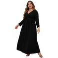 thumbnail image 1 of Women's Plus Size Long Dress Short Sleeve V Neck Empire Waist Beach Party Dresses, 1 of 5