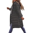 thumbnail image 1 of Women's Plus Size Long Hooded Puffer Coat, Solid Color Quilted Jacket, Mid-Calf Winter Coat, Warm Faux Fur Lined Coat, Loose Fit Outerwear Grey XL, 1 of 5