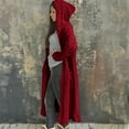 thumbnail image 1 of Women's Plus Size Long Knit Cardigan, Cable Knit Hooded Open Front Sweater, Loose Fit Pocketed Coat, Oversized Sweater Coat, Long Open Front Cardigan Red XXXXXL, 1 of 8