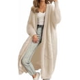 thumbnail image 1 of Women's Plus Size Long Knit Cardigan - Winter Warm Soft Lounge Coat & Chunky Sweater for Cozy Home, Travel and Casual Outerwear, 1 of 8