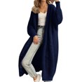 thumbnail image 1 of Women's Plus Size Long Knit Cardigan - Winter Warm Soft Lounge Coat & Chunky Sweater for Cozy Home, Travel and Casual Outerwear, 1 of 8