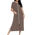 thumbnail image 1 of Women's Plus Size Long Robe Short Sleeve Zip-Front Bathrobes Sleepshirts Robes Full Length Housecoat with Pockets, 1 of 7
