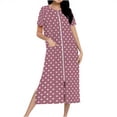 thumbnail image 1 of Women's Plus Size Long Robe Short Sleeve Zip-Front Bathrobes Sleepshirts Robes Full Length Housecoat with Pockets, 1 of 7