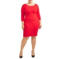 thumbnail image 1 of Women's Plus Size Long Sleeve Boat Neck Fitted Dress, 1 of 4