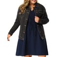 thumbnail image 1 of Women's Plus Size Long Sleeve Button Front Washed Denim Jacket, 1 of 8
