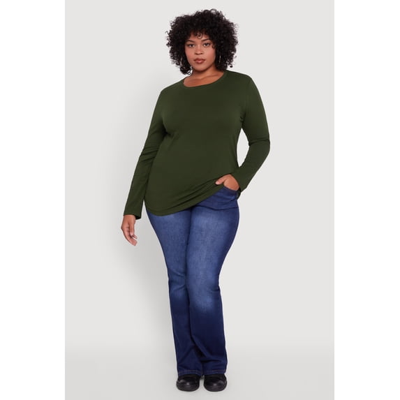Women's Plus Size Long Sleeve Crew Neck Tee