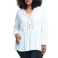 thumbnail image 1 of Women's Plus Size Long Sleeve Lace Up Peasant Top, 1 of 4