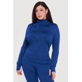 thumbnail image 1 of Women's Plus Size Long Sleeve Mock Neck Yoga Jacket with Thumb Holes, 1 of 4