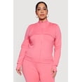 thumbnail image 1 of Women's Plus Size Long Sleeve Mock Neck Yoga Jacket with Thumb Holes, 1 of 4