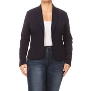 Womens Plus Size Long Sleeve Open Front Blazer for Office and Casual Wear