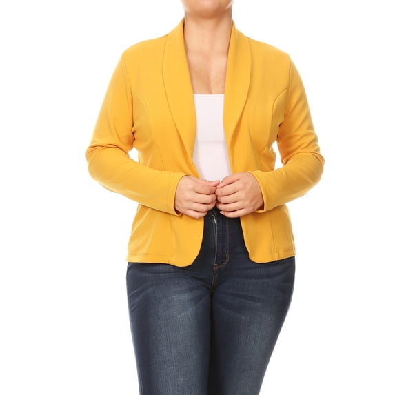 Women's Plus Size Long Sleeve Open Front Blazer for Office and Casual Wear