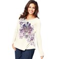 thumbnail image 1 of Women's Plus Size Long Sleeve Printed V neck T shirt, 1 of 2