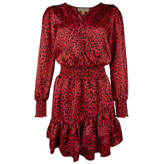 Women's Plus Size Long Sleeve Satin Wildcat Smock Dress 1X