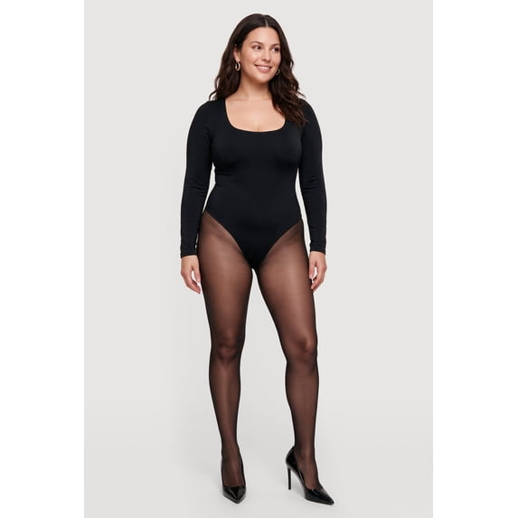 Women's Plus Size Long Sleeve Scoop Neck Bodysuit