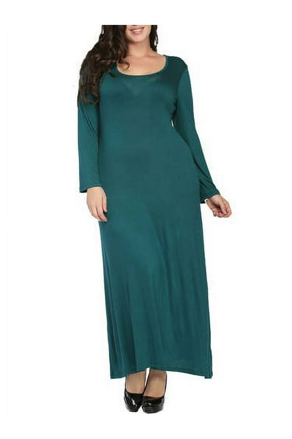 Women's Plus Size Long Sleeve Scoop Neck Maxi