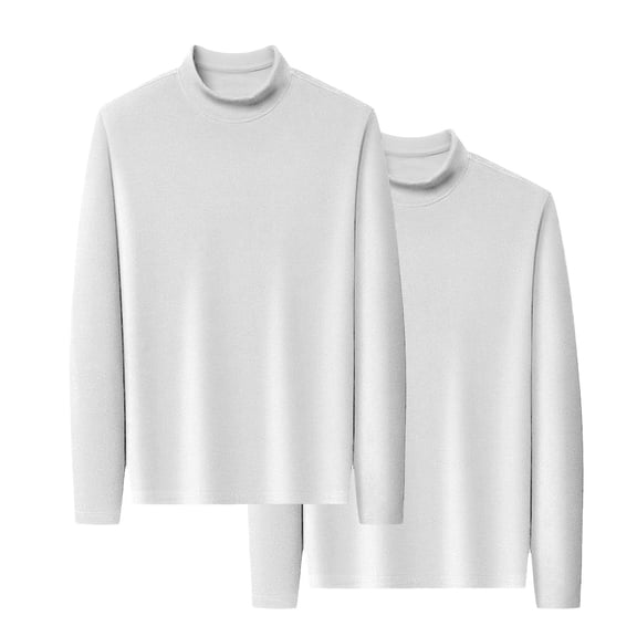 Women's Plus Size Long Sleeve T-Shirts 2-Pack, Solid Color Mock Neck Basic Tops, Soft Layering Shirts for Women, Casual Daily Wear Tee Set White XXXXXL