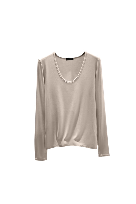 Women's Plus Size Long Sleeve Tops Modal Soft Slim Fit Blouses Layering All Season Plain Shirts